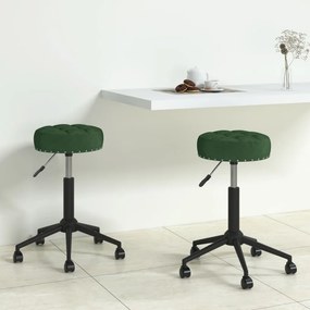 Cadeiras de jantar giratorias 2 pcs veludo verde-escuro