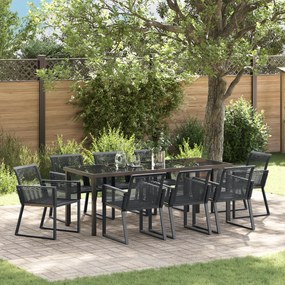vidaXL Conjunto de Jantar Jardim 9 Peças Preto Rattan Polímero