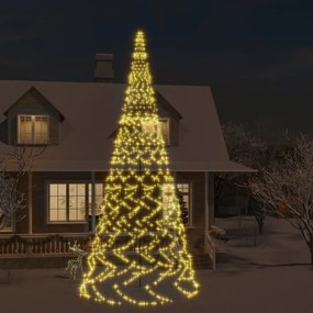 vidaXL Árvore de Natal mastro de bandeira 3000LEDs 800cm branco quente