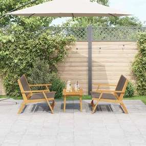 vidaXL Cadeiras de Jardim com Mesa Conjunto 3 peças Cinza Madeira Sólida de Acácia