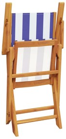 3pcs conjunto bistrô tecido/madeira maciça padrão azul e branco