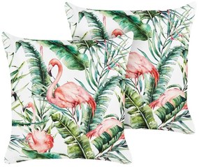Conjunto de 2 almofadas de jardim com padrão de flamingos multicolor 45 x 45 cm ELLERA Beliani