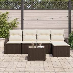 Conjunto de Sofás de Jardim de 5 Peças com Almofadas Cinza Vime de Pol
