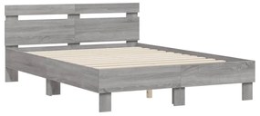 Estrutura cama c/ cabeceira/luzes LED 120x200cm cinzento sonoma