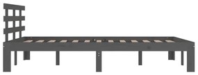 Estrutura de cama king 150x200 cm madeira maciça cinza