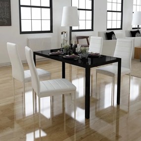 vidaXL Conjunto mesa de jantar 5 pcs preto e branco