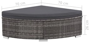 6 pcs conjunto lounge de jardim c/ almofadões vime PE cinzento