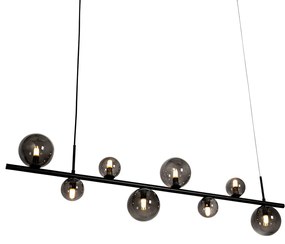 Candeeiro de suspensão preto com vidro fumê oblongo 8 luzes - Monaco Design,Moderno