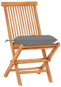 Conjunto bistrô c/ almofadões cinzentos 3 pcs teca maciça