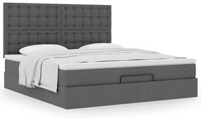 Estrutura de cama otomana com colchão tecido cinzento escuro