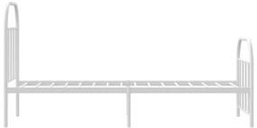 Estrutura de cama com cabeceira e pés 75x190 cm metal branco