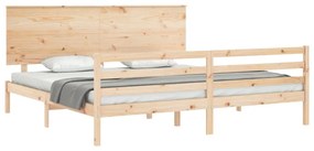 Estrutura de cama com cabeceira 200x200 cm madeira maciça