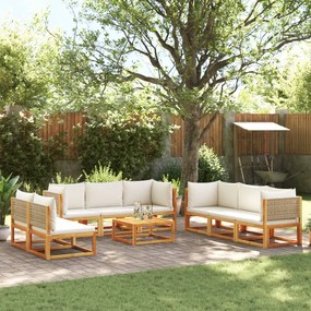 vidaXL 9 pcs conjunto de sofás de jardim com almofadões acácia maciça