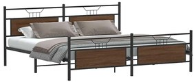 Estrutura cama sem colchão 200x200cm metal carvalho castanho