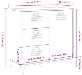 Aparador VIKEN 80x40x80 cm madeira de pinho maciça antracite