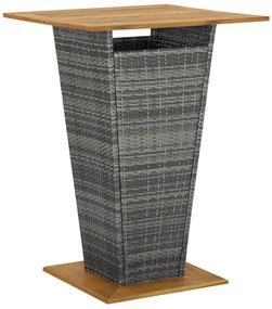 vidaXL Mesa de bar 80x80x110 cm vime PE e acácia maciça cinzento