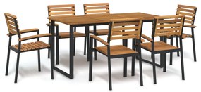 vidaXL Conj. jantar p/ jardim 7 pcs madeira de acácia maciça e metal