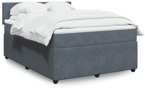 vidaXL Cama com molas/colchão 140x190 cm veludo cinzento-escuro