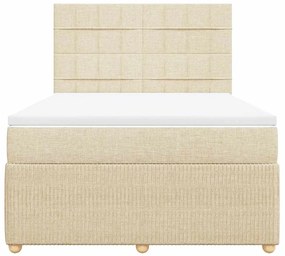 Cama com molas/colchão 140x200 cm tecido cor creme