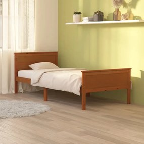 vidaXL Estrutura de cama 100x200 cm madeira pinho maciço castanho mel