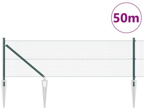 Cerca de Arame Soldado com 13 Postes de Espeto Verde 0.5x50 m Aço