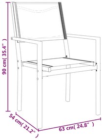 3 pcs conjunto de jantar para jardim aço e textilene preto
