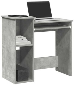 Secretária c/ prateleiras 84x40x78 cm contrap. cinzento cimento