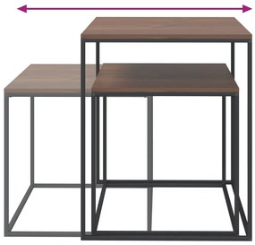 Conjunto de mesas de centro 2 pcs derivados de madeira e metal