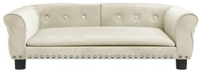 Cama para cães 95x55x30 cm veludo cor creme