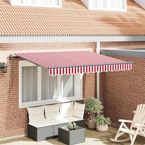 Toldo Retrátil Manual Vermelho e Branco e Antracite