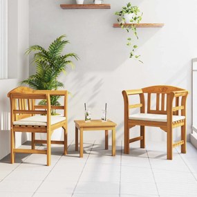 vidaXL Conjunto de móveis 3 pcs Natural Madeira Sólida de Acácia