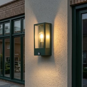 Candeeiro de parede exterior verde escuro com sensor de movimento IP44 - Rotterdam