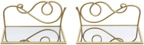 2 PRATELEIRAS DE CABECEIRA 41,5X18X20,5 CM DOURADO