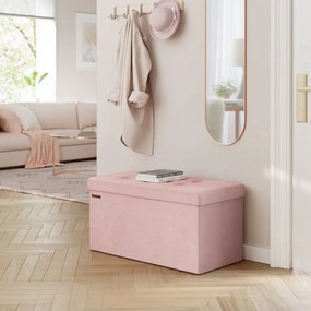 Banco entrada ou quarto arrumação carregável até 300 kg 38 x 76 x 38 cm cor-de-rosa pastel