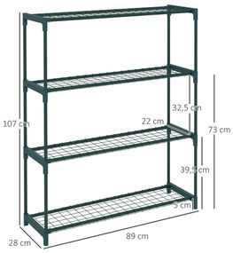 Suporte para Plantas Suporte para Vasos de Plantas de 4 Níveis com Estrutura de Aço 89x28x107 cm Verde Escuro