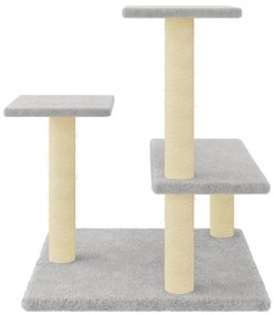 Árvore p/ gatos c/ postes arranhadores sisal 61 cm cinza-claro