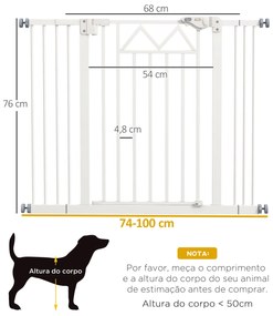 Barreira de Segurança Extensível para Animais de Estimação com Fecho Automático e Sistema de Duplo Bloqueio 74-100x76 cm Branco