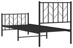 Estrutura de cama com cabeceira e pés 75x190 cm metal preto