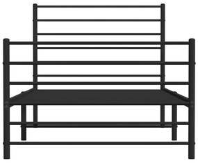 Estrutura de cama com cabeceira e pés 75x190 cm metal preto