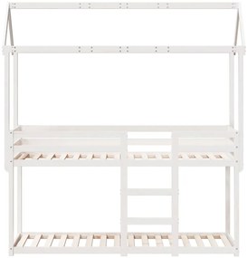 Beliche com telhado 80x200 cm madeira de pinho maciça branco
