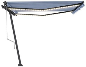 Toldo automático c/ LED e sensor de vento 450x350cm azul/branco
