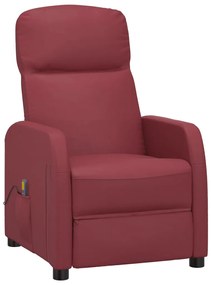 Poltrona massagens reclinável couro artificial vermelho tinto