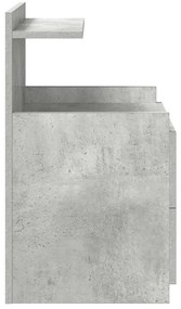 Mesa de cabeceira com 2 gavetas cinza concreto 40x36,5x62 cm