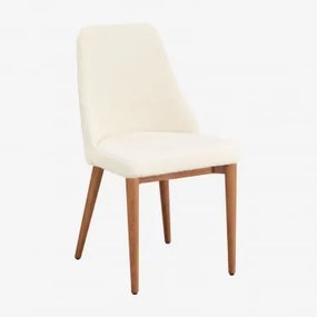 Pacote De 2 Cadeiras De Jantar Estofadas Leiden Madeira Escura & Tecido Branco Quebrado - Sklum