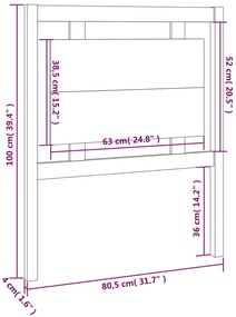Cabeceira de cama 80,5x4x100 cm madeira de pinho maciça branco