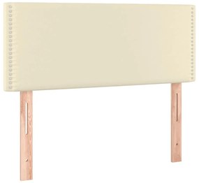 Cama com molas/colchão 100x200 cm couro artificial cor creme