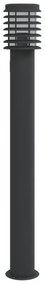 Candeeiro chão exterior c/ tomada 3 pcs 110 cm aço inox. preto