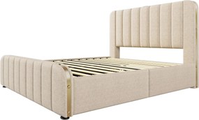 Cama de casal estofada, Bege | AOSOM Portugal
