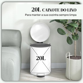 Balde de Lixo para Cozinha 20L Cubo de Lixo com Pedal Tampa com Fecham