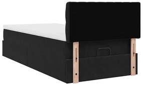 Estrutura de cama otomana com colchão preto 80x200cm veludo